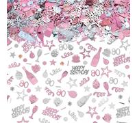 AIVEKE Confeti de Cumpleaños - 80th Oro Rosa Confetii Decoraciones de Confeti de Mesa Decoración de Fiesta Happy birthday Confetti