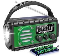 Aivica Radio de emergencia de 20000 mAh, radio meteorológica SW/NOAA/AM/FM, manivela de mano alimentada por energía solar con batería Bige, portátil, carga de teléfono celular, SOS, linterna para