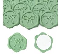 Aiviman 50 calcomanías de sellado de cera de lazo, color verde, ideales para envolver regalos, invitaciones de boda, fiestas de cumpleaños, decoración de sobres de tarjetas