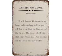 AIVKIEJK Cartel de Navidad con cita de Charles Dickens con texto en inglés "A Christmas Carol" - Letrero vintage de hojalata - Decoración de pared de metal retro para el hogar, bar, garaje o cueva de