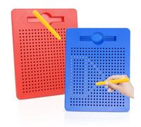 AIVORO 2 tablas de dibujo magnéticas para niños: juego magnético para niños, pequeña bola de acero magnética con bolígrafo, juguete magnético para niños a partir de 3 años (rojo azul)