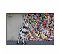 AIVYNA Banksy Boys Graffiti Wall Poster Pop Street Art Pintura Banksy Wall Art Acuarela Abstracta Impresiones En Lienzo Decoracion De La Sala De Estar Cuadros Sin Marco 40×50cm