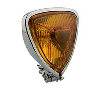 AIVYNA Faro Triangular Vintage para Motocicleta Mini Faro Retro De Sección Delgada De 12V para Harley Bobber Chopper Personalizado,Cromo,Amber Light