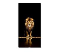 AIVYNA PóSter De Lienzo De LeóN Negro Dorado Decoracion Moderna Para El Hogar Estampado De Animales Pintura De Arte De Pared Cuadro Decorativo Decoracion De Sala De Estar Mural Sin Marco