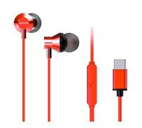 AIWA Auriculares Intrauditivos ESTM-50USB-C-RD- con Micrófono- USB Tipo-C- Rojos