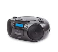 Aiwa BBTC-550BK - Radio Cassette Portátil con CD, Bluetooth y USB, Grabador de Cassettes. Color: Negro