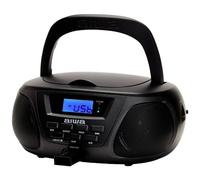 Aiwa BBTU-300BKMKII Reproductor de CD Portátil, Radio CD (Radio FM, tecnología Hyperbass, Entrada de Audio, Bluetooth, USB). Color: Negro