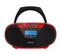 Aiwa BBTU-400RD: Radio CD Portátil con Bluetooth y USB, Pantalla a Color, RDS, FM PLL, Función Despertador. Color: Rojo