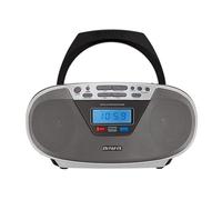 Aiwa BBTU-400SL: Radio CD Portátil con Bluetooth y USB, Pantalla a Color, RDS, FM PLL, Función Despertador. Color: Plata