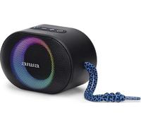 Aiwa BST-330BL - Altavoz TWS Bluetooth Compacto, Duradero y Potente con tecnología Hyperbass, (10W de Potencia. Iluminación RGB, Lector de Tarjetas, Resistente al Agua). Color: Negro y Azul