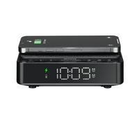 AIWA CR-30BK - Radio Reloj Digital con Carga Inalámbrica 5W, Luz Nocturna Regulable, Doble Alarma, Pantalla LED Ajustable y Puerto USB - Color Negro