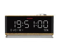 Aiwa CR-90BT: Radio Despertador Bluetooth con Pantalla LED, FM Radio, MicroSD, Alarma Dual, Repetición de Alarma, Alarma Suave, Entrada Auxiliar, Color Madera 9X6X20 CM