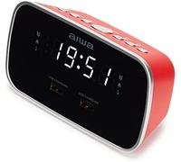 Aiwa CRU-19RD: Radio Reloj Despertador Color Rojo, Digital, Doble USB Charge para cargar smartphones y tablets