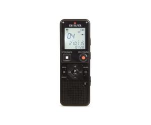 AIWA DVR-A600. Grabadora de Voz Digital con micrófono estéreo y Memoria incorporada de 16 GB. Color Negro