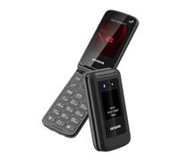 Aiwa FP-30-2G - Teléfono 2G con Tapa, Dual SIM, Bluetooth 3.0, Pantallas duales 2.4″ + 1.77″, Radio FM, Botón SOS y Linterna - Color: Negro.