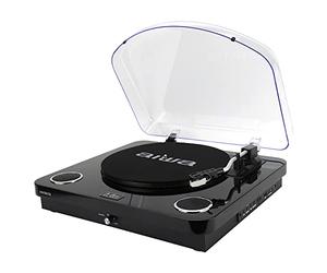 Aiwa GBTUR-120BKMKII: Tocadiscos Bluetooth con Encoding, 3 velocidades, Radio FM, USB y SD. Conversión directa de Vinilo a Digital. Color: Negro