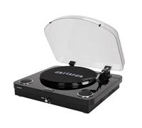 Aiwa GBTUR-200BK Tocadiscos de Vinilo Bluetooth 6.0 con Altavoces Integrados 10 W RMS, 33/45/78 RPM, Grabación MP3 USB/SD, Radio FM, AUX y Salida RCA, Negro
