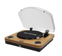 Aiwa GBTUR-200WD Tocadiscos de Vinilo Bluetooth 6.0 con Altavoces Integrados 10 W RMS, 33/45/78 RPM, Grabación MP3 USB/SD, Radio FM, AUX y Salida RCA, Acabado Madera.