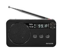 AIWA RS-77PLL/BK - Radio Digital FM-PLL con RDS, Receptor Portátil Recargable, USB/Micro-SD, Pantalla LED, Alarma y Función Sleep - Color: Negro