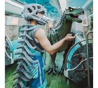 Aiwdeyi Halloween Costumes,Realistic Dinosaur Skeleton Costume Set,Halloween Outfits,Dinosaur Skull Headpiece And Spine Costume For Adult Cosplay,Realistic Skeleton Outfit with Skull 75/115cm