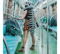 Aiwdeyi Halloween Costumes,Realistic Dinosaur Skeleton Costume Set,Halloween Outfits,Dinosaur Skull Headpiece And Spine Costume For Adult Cosplay,Realistic Skeleton Outfit with Skull 75/115cm