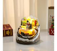 Aiwdeyi Juegos de Casas de Pueblo de Navidad, Tren Giratorio, Figuras de ExhibicióN, Luces LED, DecoracióN NavideñA Musical, Adornos Luminosos para Cajas de Música