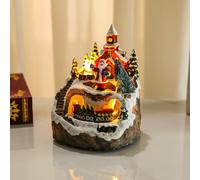 Aiwdeyi Juegos de Casas de Pueblo de Navidad, Tren Giratorio, Figuras de ExhibicióN, Luces LED, DecoracióN NavideñA Musical, Adornos Luminosos para Cajas de Música