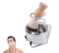 Aiweijia Set de brochas de afeitar, set de afeitado 3 en 1 para hombre, brocha para barba, bol de afeitado de acero inoxidable y soporte de afeitado, set de regalo para hombre