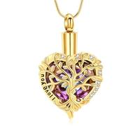 AIWENXI Árbol de la vida cremación joyas para cenizas en forma de corazón collares para hombres mujeres amor un recuerdo regalos conmemorativos cenizas colgante joyas - I love you, Acero inoxidable