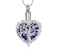 AIWENXI Árbol de la vida cremación joyas para cenizas en forma de corazón collares para hombres mujeres amor un recuerdo regalos conmemorativos cenizas colgante joyas - I love you, Acero inoxidable