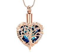 AIWENXI Árbol de la vida cremación joyas para cenizas en forma de corazón collares para hombres mujeres amor un recuerdo regalos conmemorativos cenizas colgante joyas - I love you, Acero inoxidable