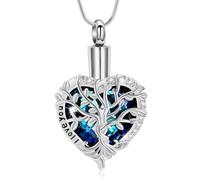 AIWENXI Árbol de la vida cremación joyas para cenizas en forma de corazón collares para hombres mujeres amor un recuerdo regalos conmemorativos cenizas colgante joyas - I love you, Acero inoxidable