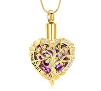 AIWENXI Árbol de la Vida Cremación Joyas para Cenizas Forma de Corazón Cenizas Collares para Hombres Mujeres Amor Un Recuerdo Regalos Urna Conmemorativa Ceniza Colgante Joyería - I Love You, Acero