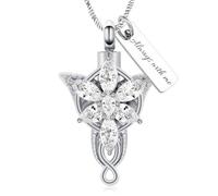 AIWENXI Arwen Elf Princesa Urna Collar para cenizas de cristal flor conmemorativa de acero inoxidable colgante de recuerdo para mujeres con ajustable, Acero inoxidable