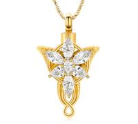 AIWENXI Arwen Elf Princesa Urna Collar para cenizas de cristal flor conmemorativa de acero inoxidable colgante de recuerdo para mujeres con ajustable, Acero inoxidable