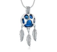 AIWENXI Bola atrapasueños cremación joyas para cenizas de perro huellas de ceniza collares para hombres mujeres alas de acero inoxidable conmemorativas de ceniza colgante, Acero inoxidable