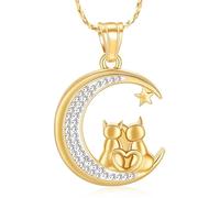 AIWENXI Colgante de ceniza de luna de cristal para hombres mujeres amor gato memorial cremación joyería de acero inoxidable recuerdos para mascotas collares, Acero inoxidable