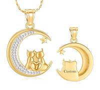 AIWENXI Colgante de ceniza de luna de cristal para hombres mujeres amor gato memorial cremación joyería de acero inoxidable recuerdos para mascotas collares, Acero inoxidable