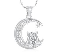 AIWENXI Colgante de ceniza de luna de cristal para hombres mujeres amor gato memorial cremación joyería de acero inoxidable recuerdos para mascotas collares, Acero inoxidable