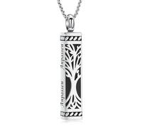 AIWENXI Collar con Colgante de Árbol de la Vida, Joyería de Urna de Cremación para Cenizas, Recuerdo, Joyería para Mujeres y Hombres, Acero inoxidable