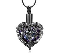 AIWENXI Collar con colgante de urna del árbol de la vida para cremación, en forma de corazón, para cenizas, collares para hombres y mujeres, amor, recuerdo, regalos, urna conmemorativa, colgante de