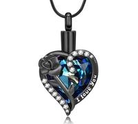 AIWENXI Collar de cremación en forma de corazón y rosa en acero inoxidable para cenizas, joyería conmemorativa para regalos para hombres y mujeres, Acero inoxidable