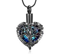 AIWENXI Collar de joyería para cremación del Árbol de la Vida para cenizas, forma de corazón, collares de cenizas para hombres y mujeres, amor, un recuerdo, regalos, urna conmemorativa, colgante de