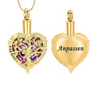 AIWENXI Collar de joyería para cremación del Árbol de la Vida para cenizas, forma de corazón, collares de cenizas para hombres y mujeres, amor, un recuerdo, regalos, urna conmemorativa, colgante de