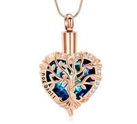 AIWENXI Collar de joyería para cremación del Árbol de la Vida para cenizas, forma de corazón, collares de cenizas para hombres y mujeres, amor, un recuerdo, regalos, urna conmemorativa, colgante de