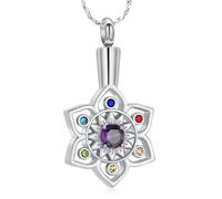 AIWENXI Collar de urna con forma de loto para cenizas para hombres y mujeres, colgante conmemorativo de cenizas de acero inoxidable, Acero inoxidable