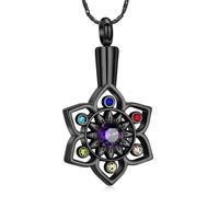 AIWENXI Collar de urna con forma de loto para cenizas para hombres y mujeres, colgante conmemorativo de cenizas de acero inoxidable, Acero inoxidable