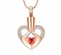 AIWENXI Collar de urna con piedra de nacimiento en forma de corazón para cenizas, recuerdo conmemorativo del ser querido, joyería de cremación para mujeres, madres, niñas, Acero inoxidable