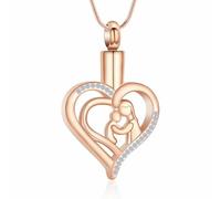 AIWENXI Collar de urna conmemorativa en forma de corazón de cristal para cenizas madre y bebé, collar de urna conmemorativa para hombres y mujeres, collares para mascotas de acero inoxidable para