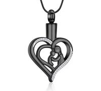 AIWENXI Collar de urna conmemorativa en forma de corazón de cristal para cenizas madre y bebé, collar de urna conmemorativa para hombres y mujeres, collares para mascotas de acero inoxidable para